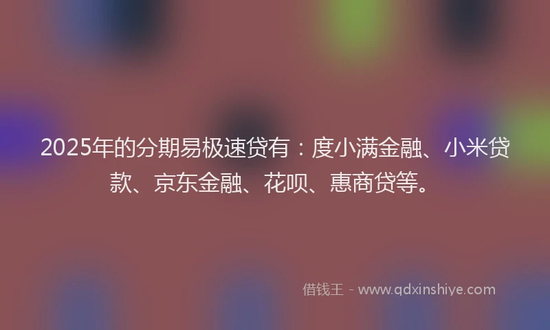 2025年的分期易极速贷有：度小满金融、小米贷款、京东金融、花呗、惠商贷等。