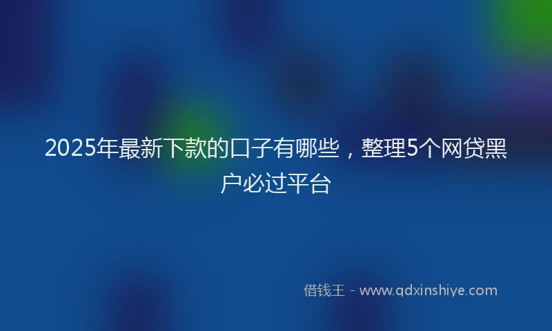 2025年最新下款的口子有哪些，整理5个网贷黑户必过平台