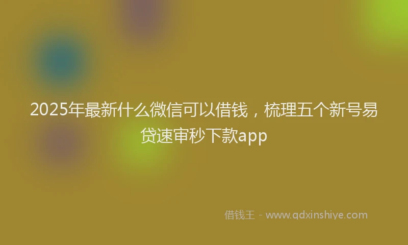 2025年最新什么微信可以借钱，梳理五个新号易贷速审秒下款app