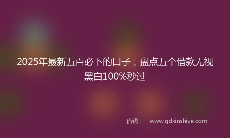 2025年最新五百必下的口子，盘点五个借款无视黑白100%秒过