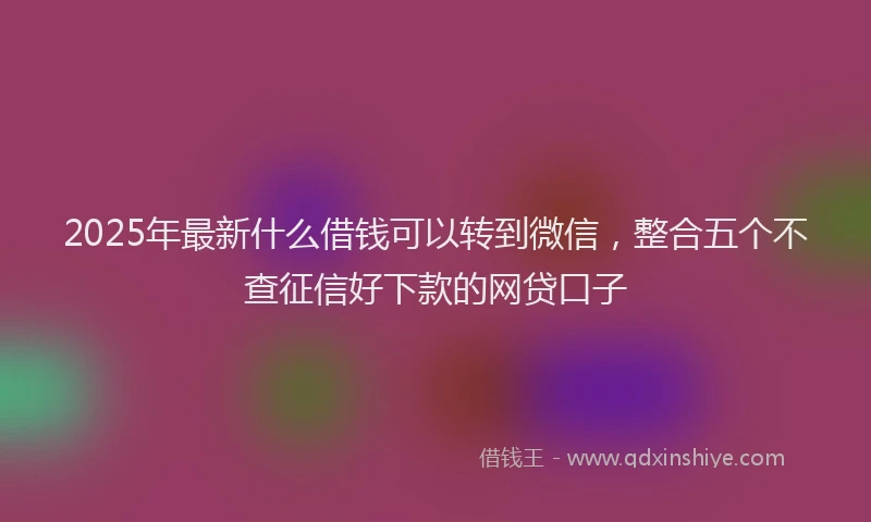 2025年最新什么借钱可以转到微信，整合五个不查征信好下款的网贷口子
