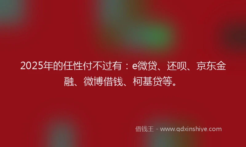2025年的任性付不过有：e微贷、还呗、京东金融、微博借钱、柯基贷等。
