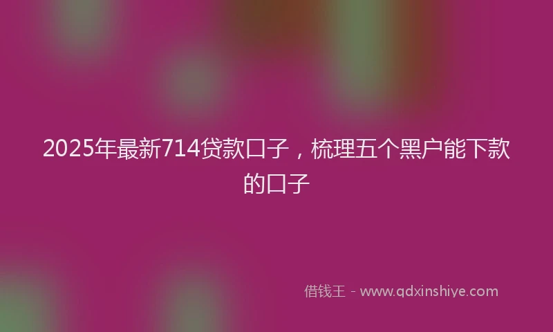 2025年最新714贷款口子，梳理五个黑户能下款的口子