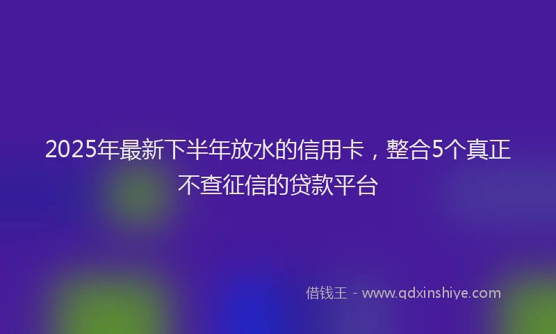 2025年最新下半年放水的信用卡，整合5个真正不查征信的贷款平台