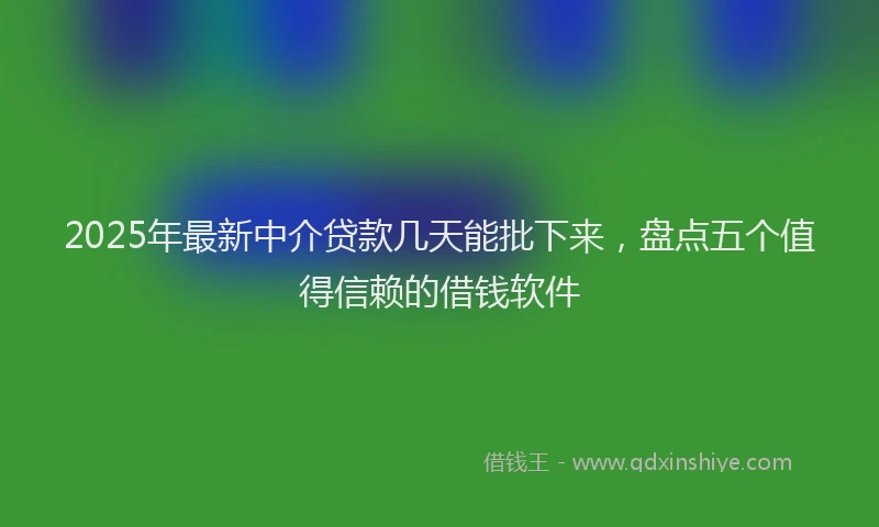 2025年最新中介贷款几天能批下来，盘点五个值得信赖的借钱软件