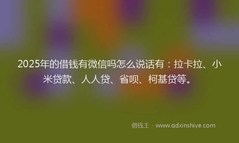 2025年的借钱有微信吗怎么说话有：拉卡拉、小米贷款、人人贷、省呗、柯基贷等。