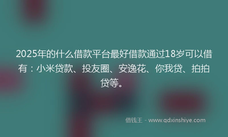 2025年的什么借款平台最好借款通过18岁可以借有：小米贷款、投友圈、安逸花、你我贷、拍拍贷等。