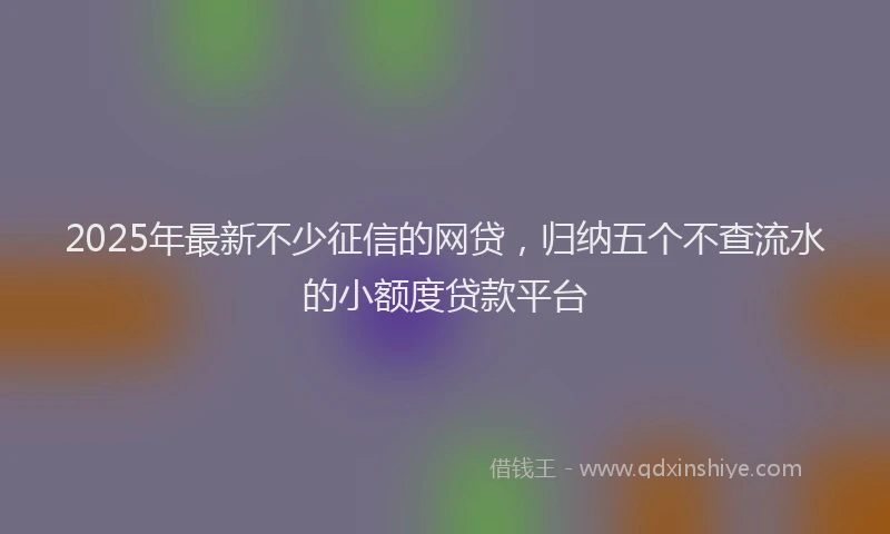 2025年最新不少征信的网贷，归纳五个不查流水的小额度贷款平台