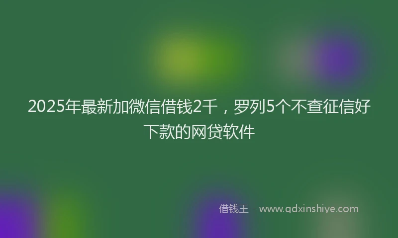 2025年最新加微信借钱2千，罗列5个不查征信好下款的网贷软件