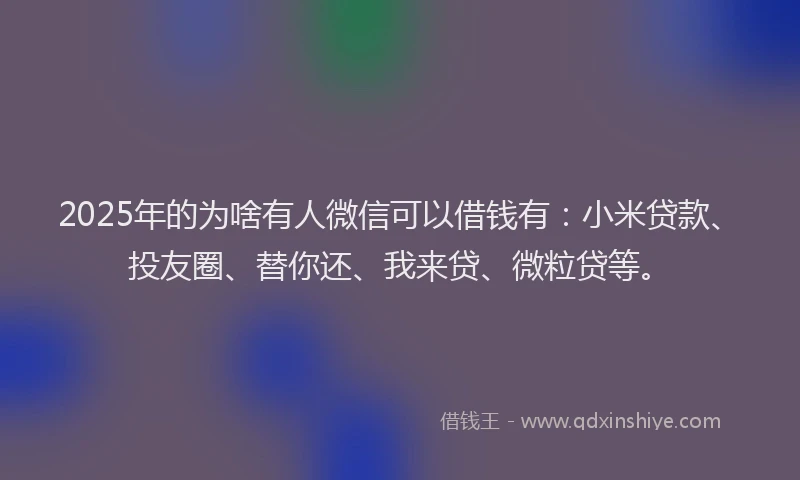 2025年的为啥有人微信可以借钱有：小米贷款、投友圈、替你还、我来贷、微粒贷等。