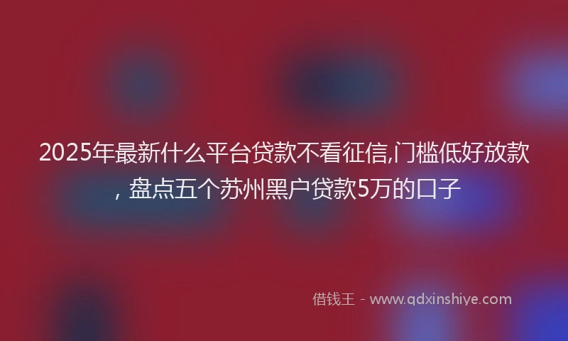 2025年最新什么平台贷款不看征信,门槛低好放款，盘点五个苏州黑户贷款5万的口子