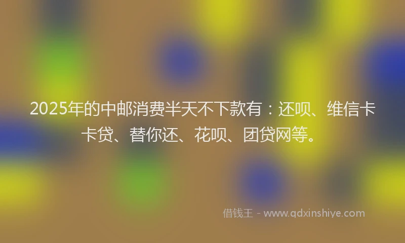 2025年的中邮消费半天不下款有：还呗、维信卡卡贷、替你还、花呗、团贷网等。