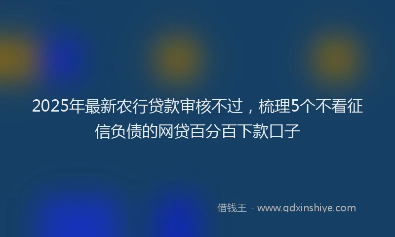2025年最新农行贷款审核不过，梳理5个不看征信负债的网贷百分百下款口子