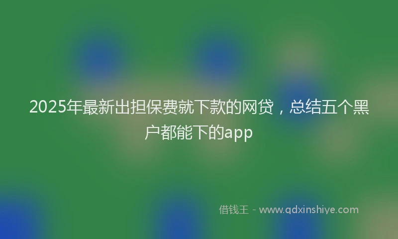 2025年最新出担保费就下款的网贷，总结五个黑户都能下的app