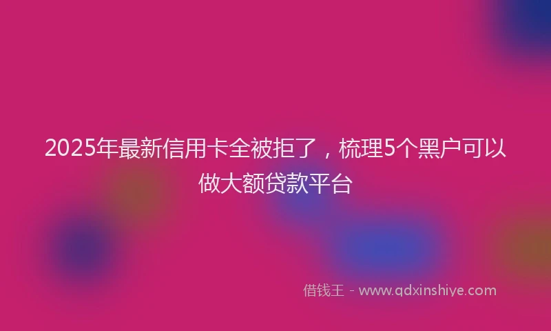 2025年最新信用卡全被拒了，梳理5个黑户可以做大额贷款平台