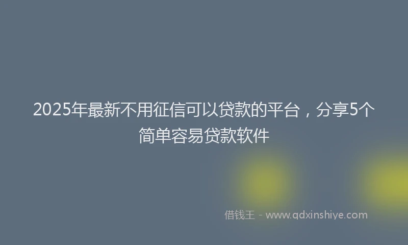 2025年最新不用征信可以贷款的平台，分享5个简单容易贷款软件