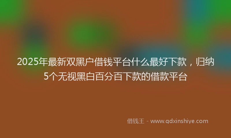 2025年最新双黑户借钱平台什么最好下款，归纳5个无视黑白百分百下款的借款平台