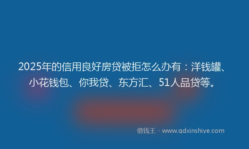 2025年的信用良好房贷被拒怎么办有：洋钱罐、小花钱包、你我贷、东方汇、51人品贷等。