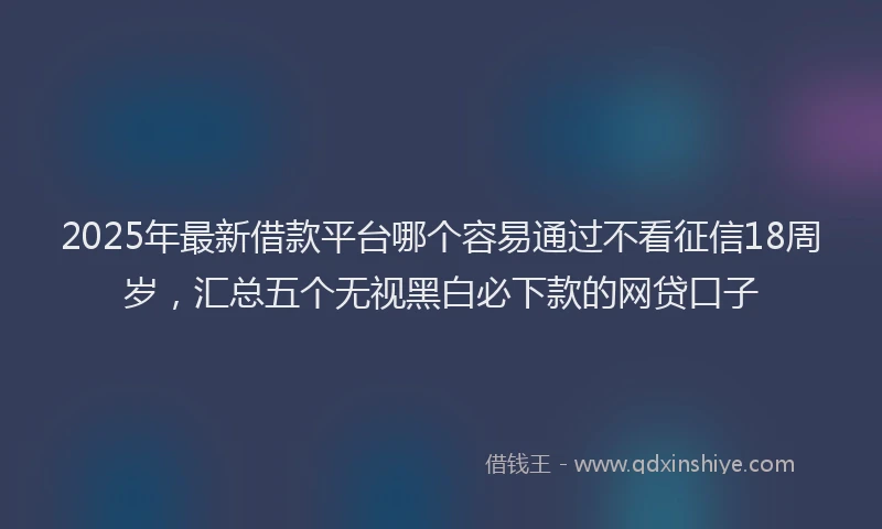 2025年最新借款平台哪个容易通过不看征信18周岁，汇总五个无视黑白必下款的网贷口子
