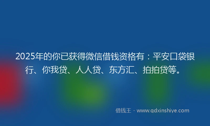 2025年的你已获得微信借钱资格有：平安口袋银行、你我贷、人人贷、东方汇、拍拍贷等。