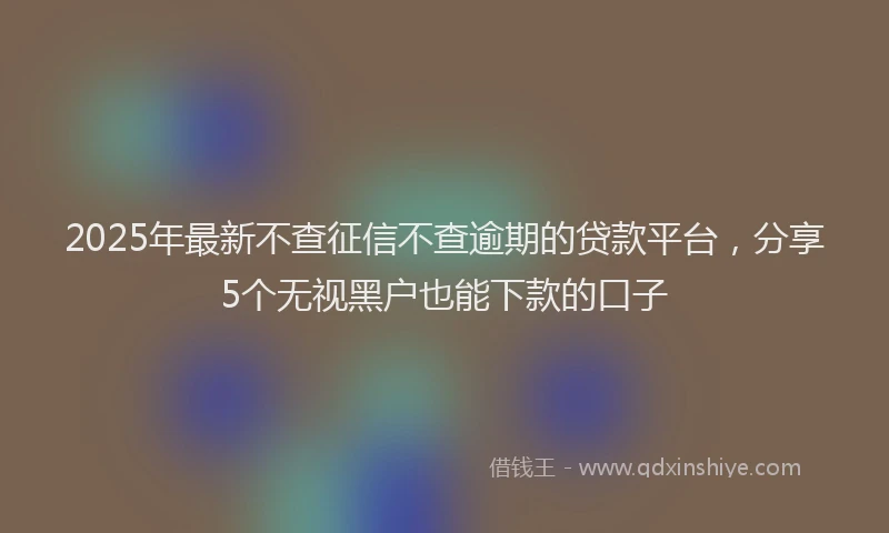 2025年最新不查征信不查逾期的贷款平台，分享5个无视黑户也能下款的口子
