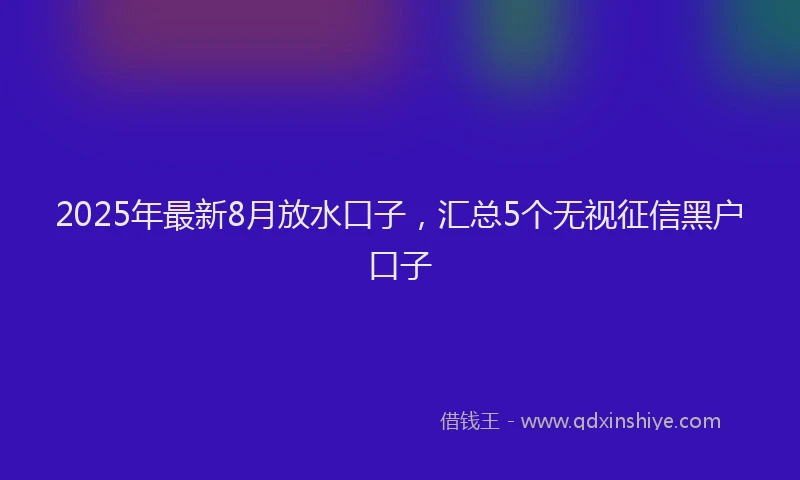 2025年最新8月放水口子，汇总5个无视征信黑户口子