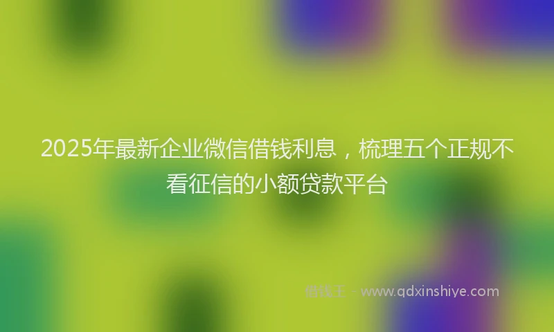 2025年最新企业微信借钱利息，梳理五个正规不看征信的小额贷款平台