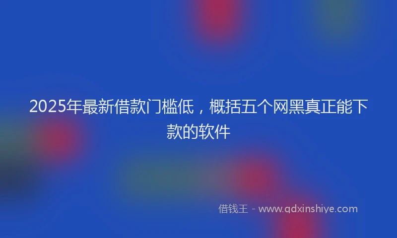 2025年最新借款门槛低，概括五个网黑真正能下款的软件