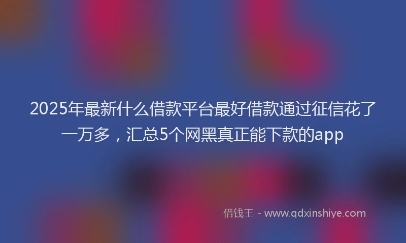 2025年最新什么借款平台最好借款通过征信花了一万多，汇总5个网黑真正能下款的app