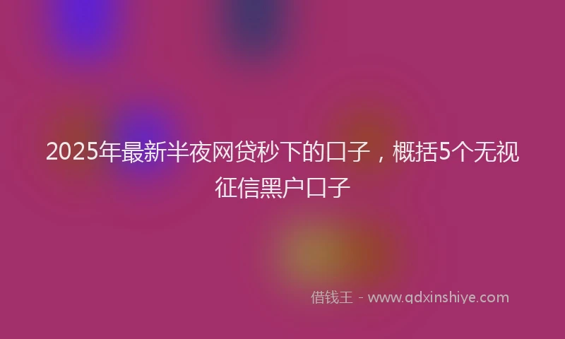 2025年最新半夜网贷秒下的口子，概括5个无视征信黑户口子