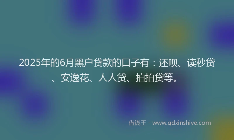 2025年的6月黑户贷款的口子有：还呗、读秒贷、安逸花、人人贷、拍拍贷等。