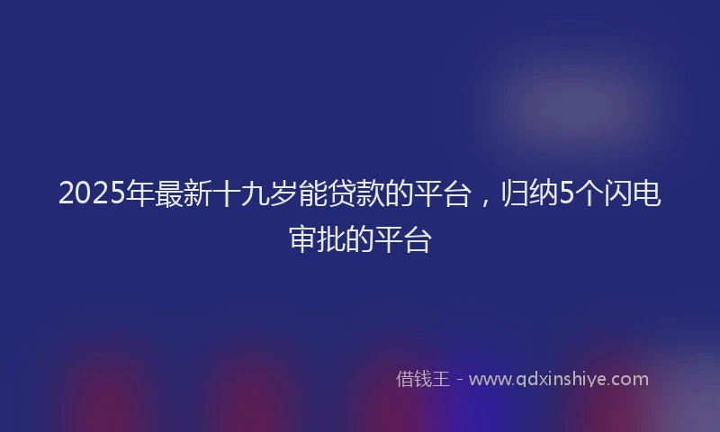 2025年最新十九岁能贷款的平台，归纳5个闪电审批的平台