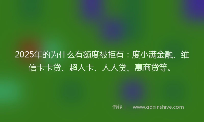 2025年的为什么有额度被拒有：度小满金融、维信卡卡贷、超人卡、人人贷、惠商贷等。