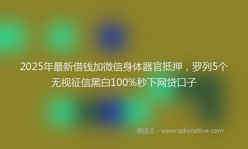 2025年最新借钱加微信身体器官抵押，罗列5个无视征信黑白100%秒下网贷口子