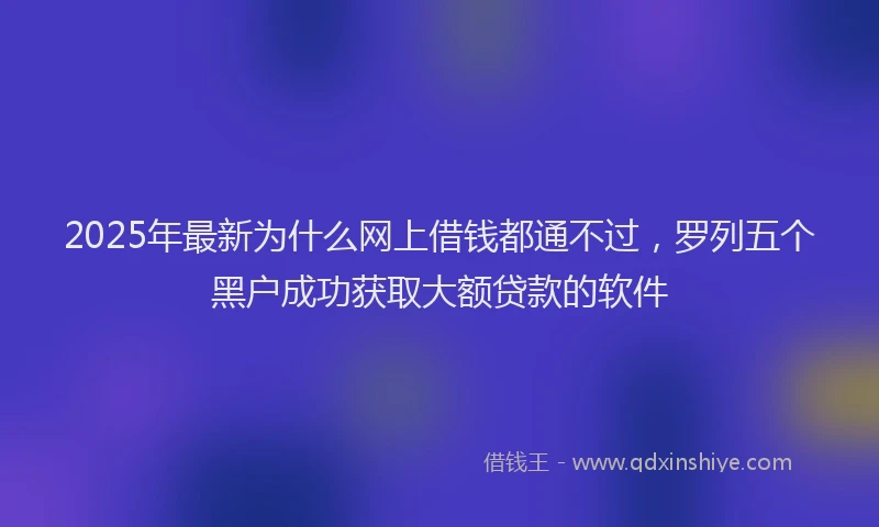 2025年最新为什么网上借钱都通不过，罗列五个黑户成功获取大额贷款的软件
