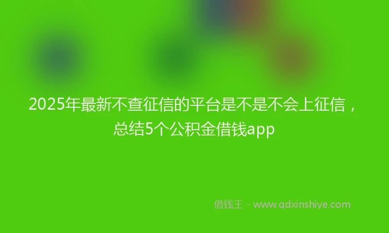 2025年最新不查征信的平台是不是不会上征信，总结5个公积金借钱app