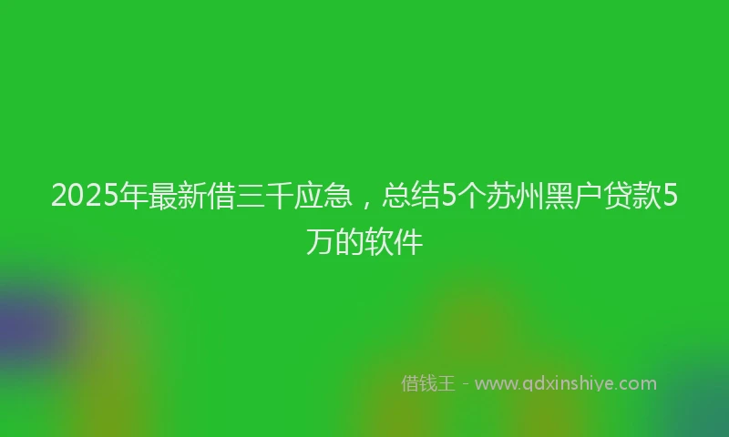 2025年最新借三千应急，总结5个苏州黑户贷款5万的软件