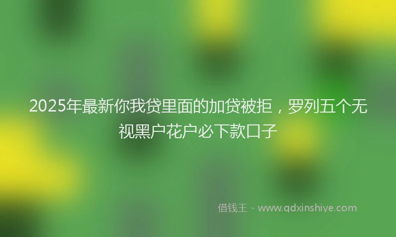 2025年最新你我贷里面的加贷被拒，罗列五个无视黑户花户必下款口子