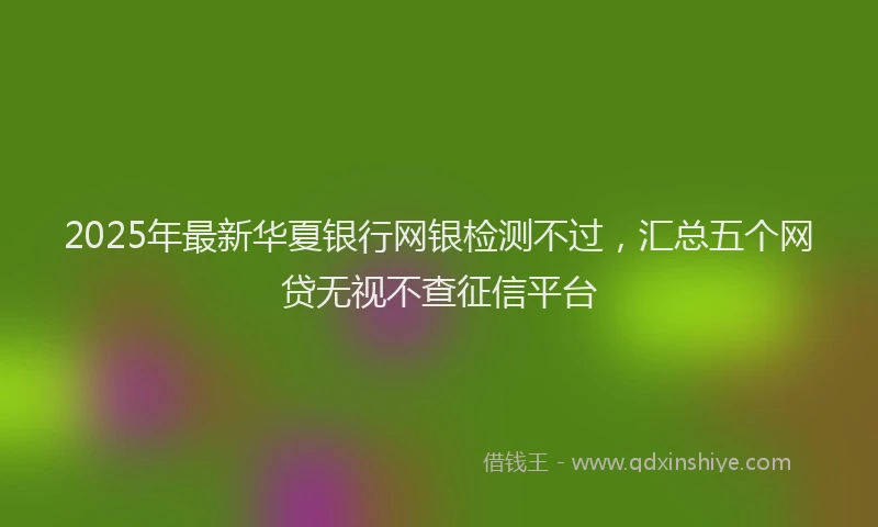 2025年最新华夏银行网银检测不过，汇总五个网贷无视不查征信平台