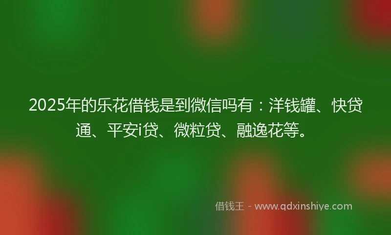2025年的乐花借钱是到微信吗有：洋钱罐、快贷通、平安i贷、微粒贷、融逸花等。