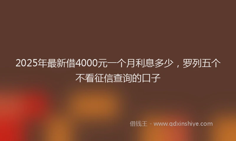 2025年最新借4000元一个月利息多少，罗列五个不看征信查询的口子