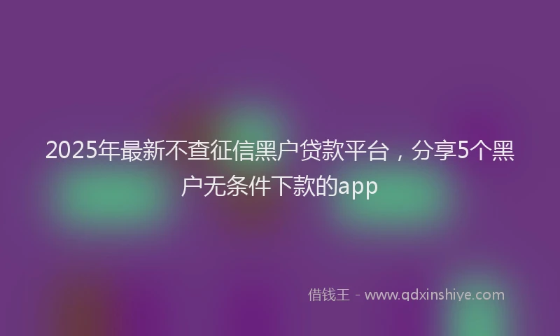 2025年最新不查征信黑户贷款平台，分享5个黑户无条件下款的app