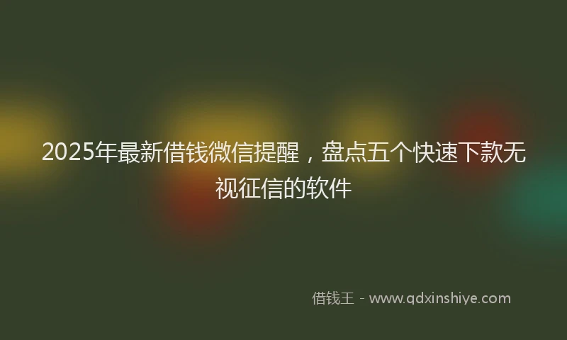 2025年最新借钱微信提醒，盘点五个快速下款无视征信的软件