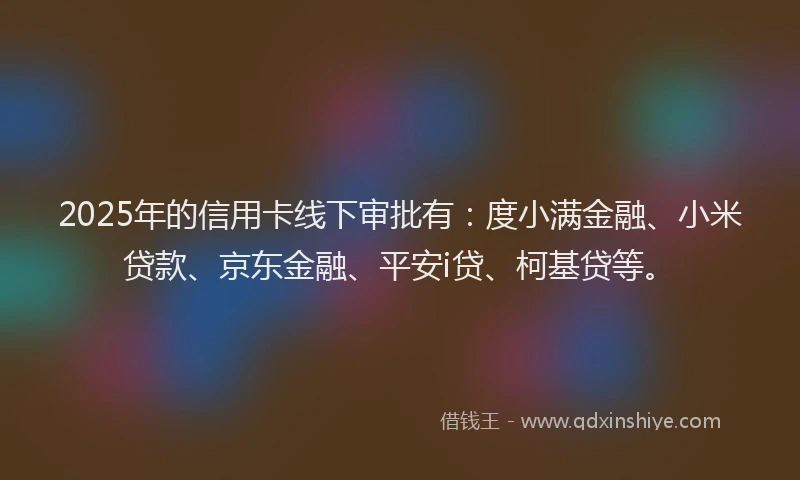 2025年的信用卡线下审批有：度小满金融、小米贷款、京东金融、平安i贷、柯基贷等。