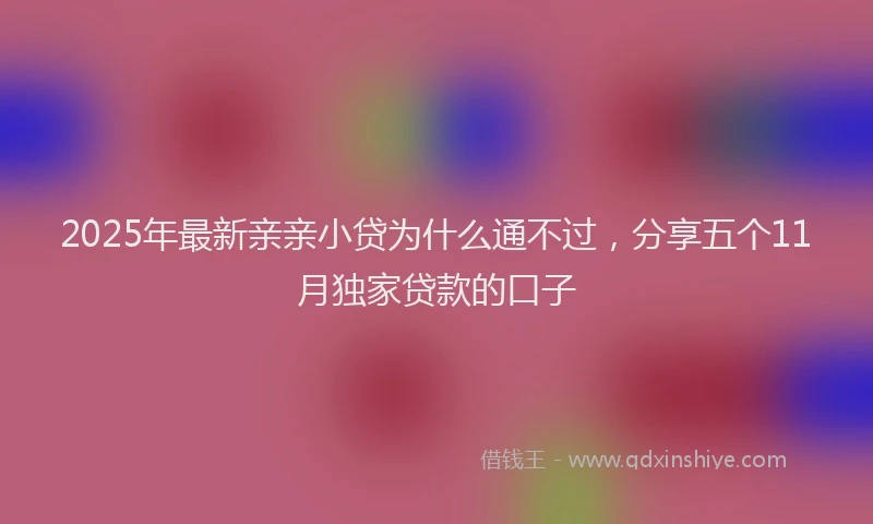 2025年最新亲亲小贷为什么通不过，分享五个11月独家贷款的口子