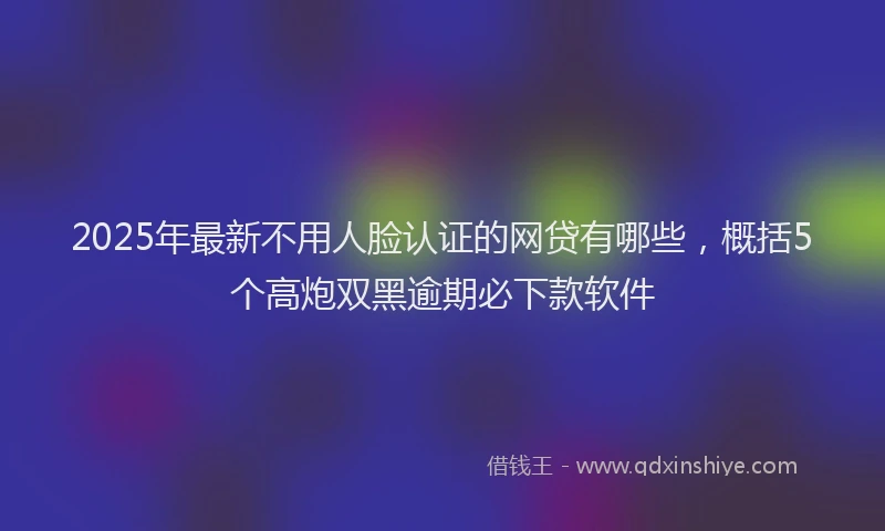 2025年最新不用人脸认证的网贷有哪些，概括5个高炮双黑逾期必下款软件