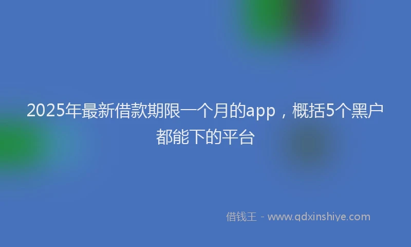 2025年最新借款期限一个月的app，概括5个黑户都能下的平台