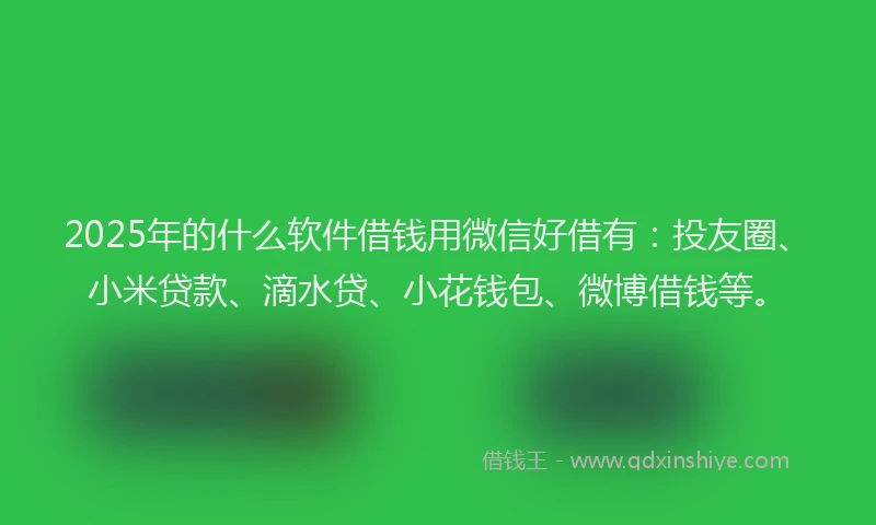2025年的什么软件借钱用微信好借有：投友圈、小米贷款、滴水贷、小花钱包、微博借钱等。