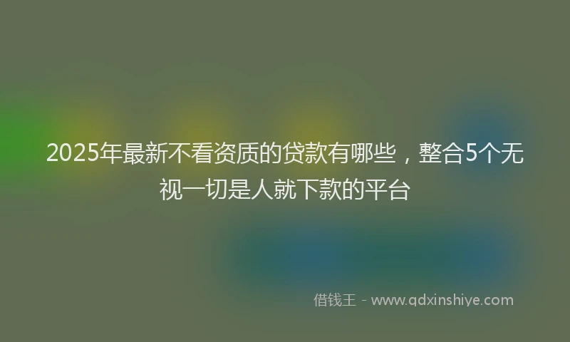 2025年最新不看资质的贷款有哪些，整合5个无视一切是人就下款的平台