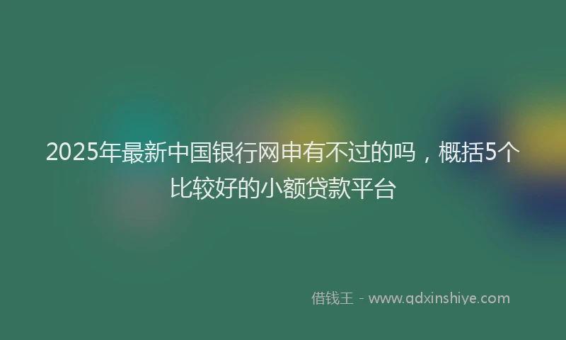2025年最新中国银行网申有不过的吗，概括5个比较好的小额贷款平台